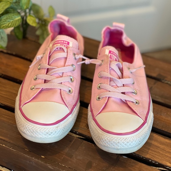 Converse Shoes - Cute Pink Chuck Taylor Converse With Short Laces
